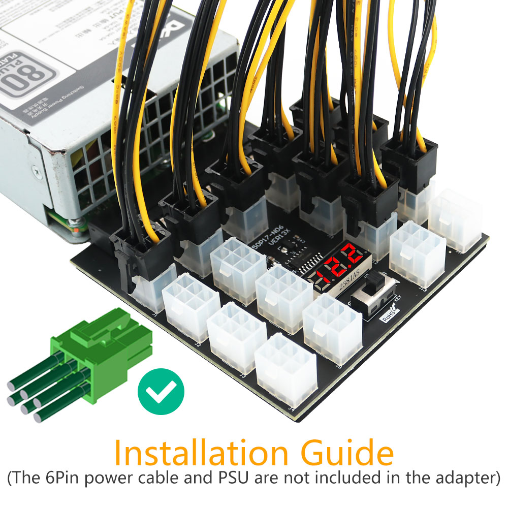 PCI-E 12V 50Pin a ATX 17x6Pin  - 2400W Server Psu Breakout Board reseña y precio